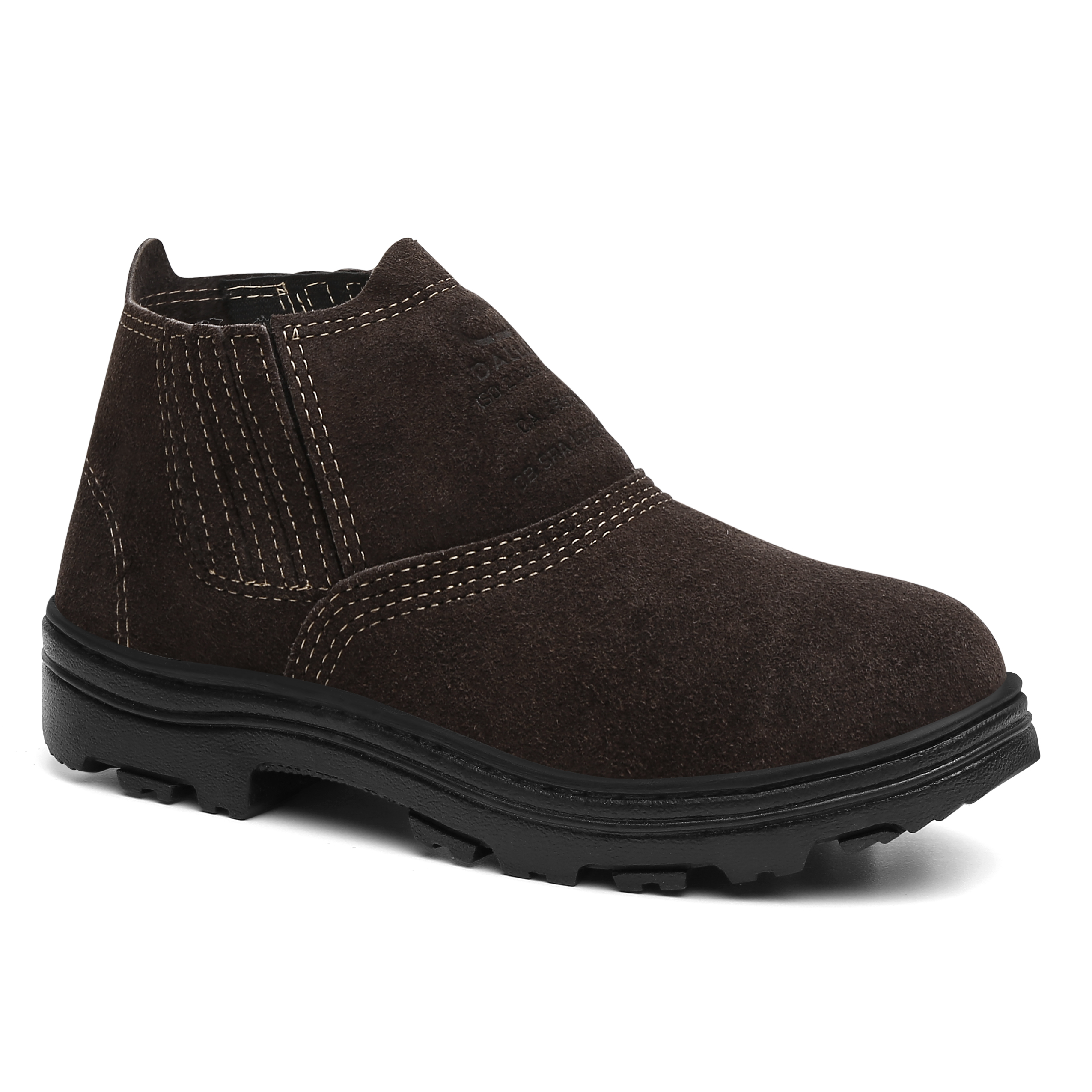 5008 – botina de segurança elastico coberto ,cano baixo, camurça cafe, borracha preto